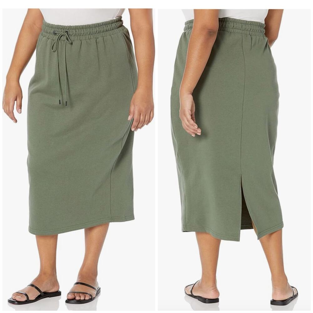 City Chic CCX Knit Lounger Midi Knit Skirt Green 20